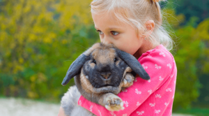Girl holding A Rabbit